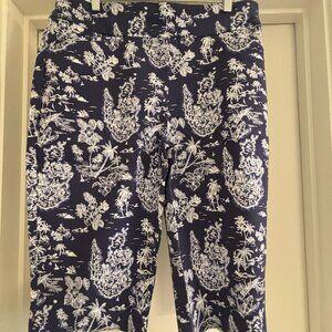 Chico's Perfect Stretch Josie Slim Pedal, Sz 2.5/14. Navy and White. NWT